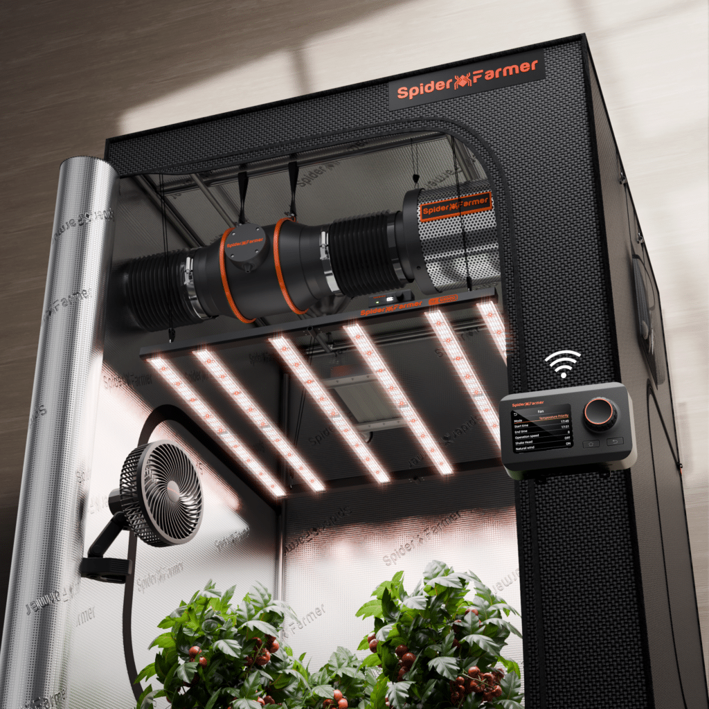 Spider Farmer 120x120x200 komplet kit. kvalitets telt. Lystæt og kraft opbygning. komplet grokit